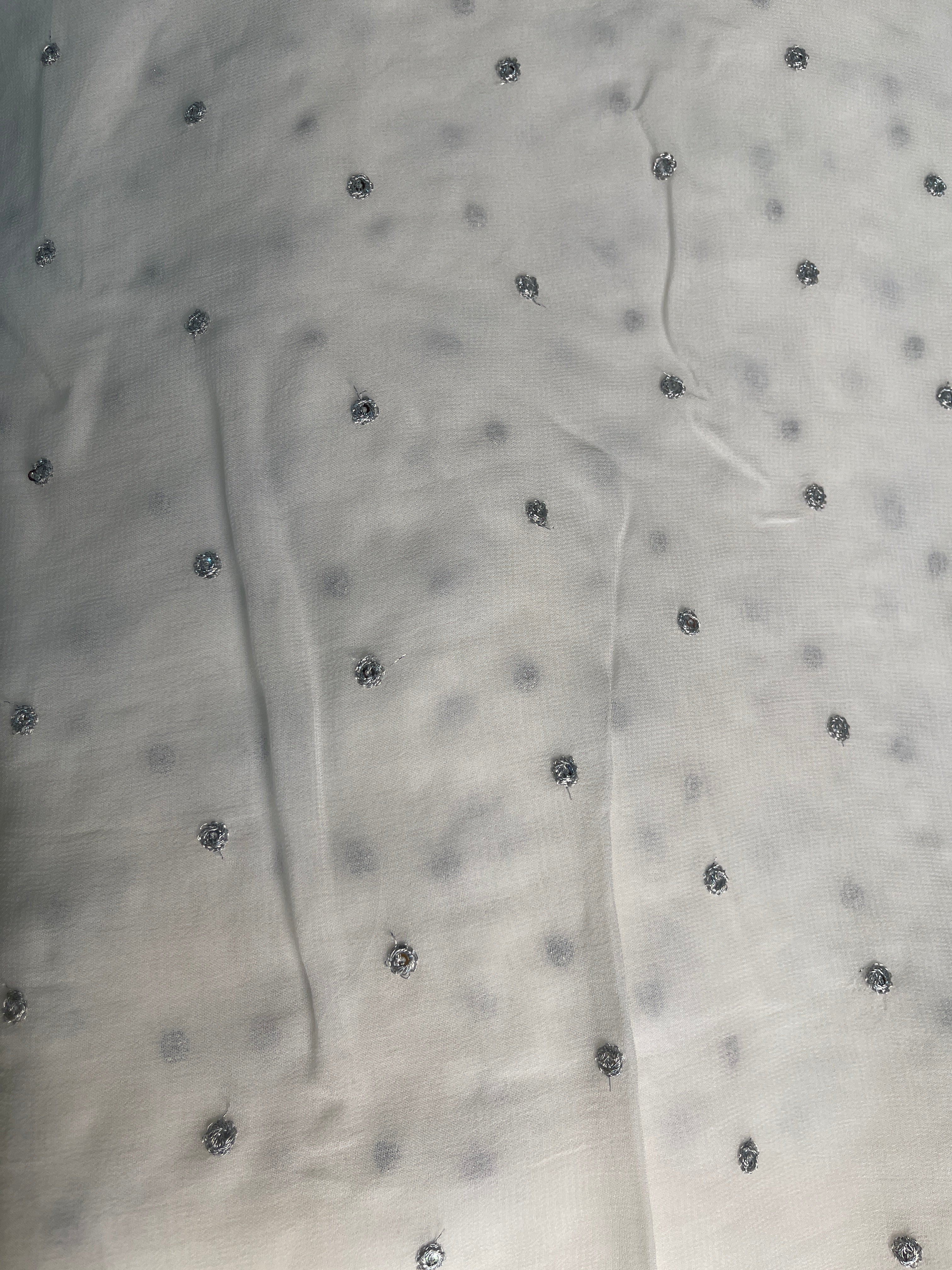 Georgette Silver Butti with sequins