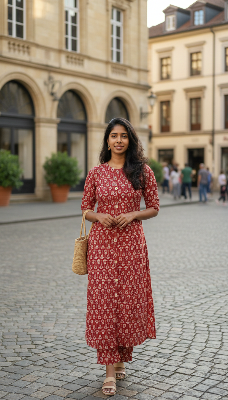 Ajrak fabric printed cord set