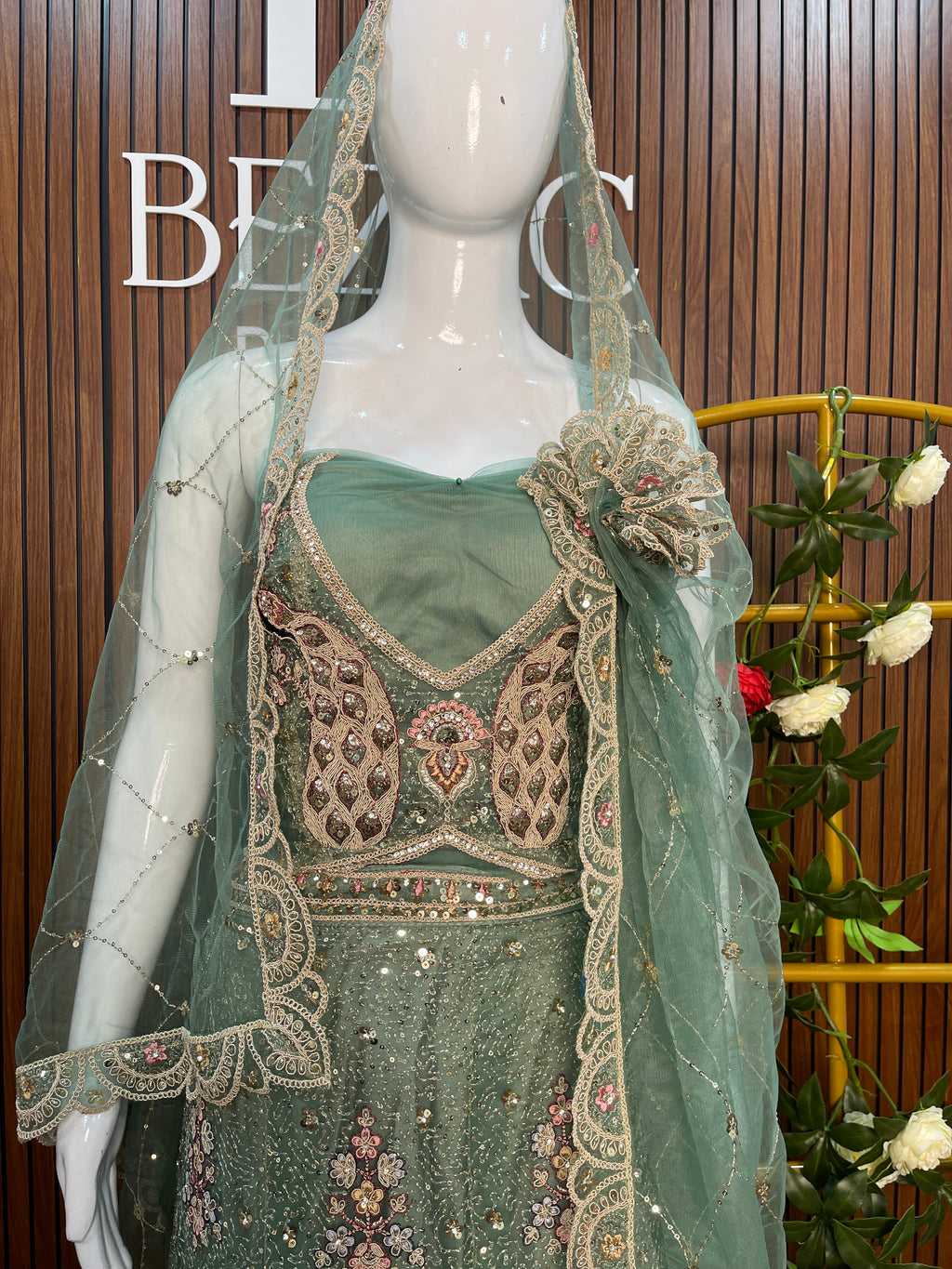 Semi stitched Lehenga in Net Fabric.