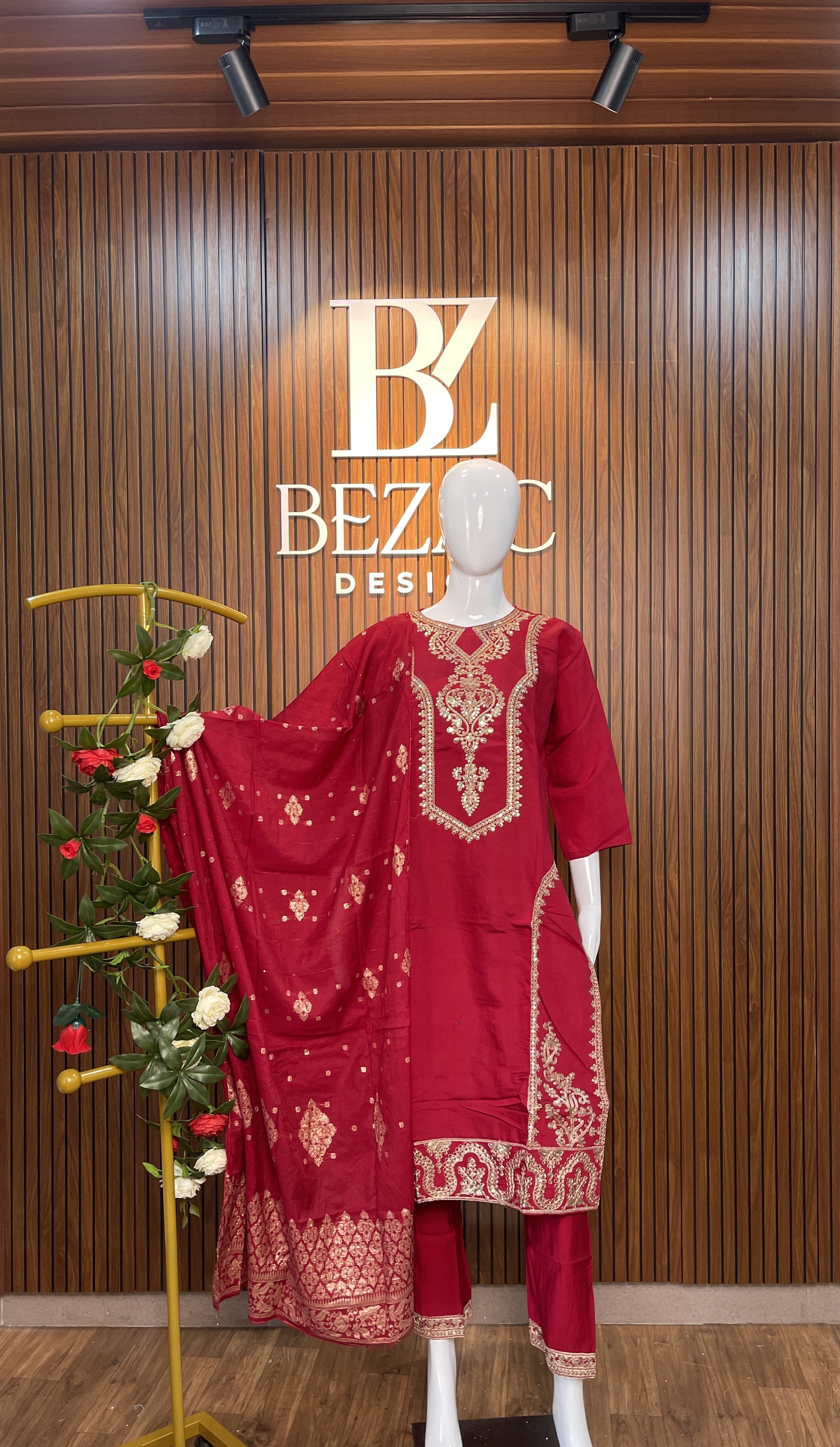 Red Chilli Satin Modal Salwar Set