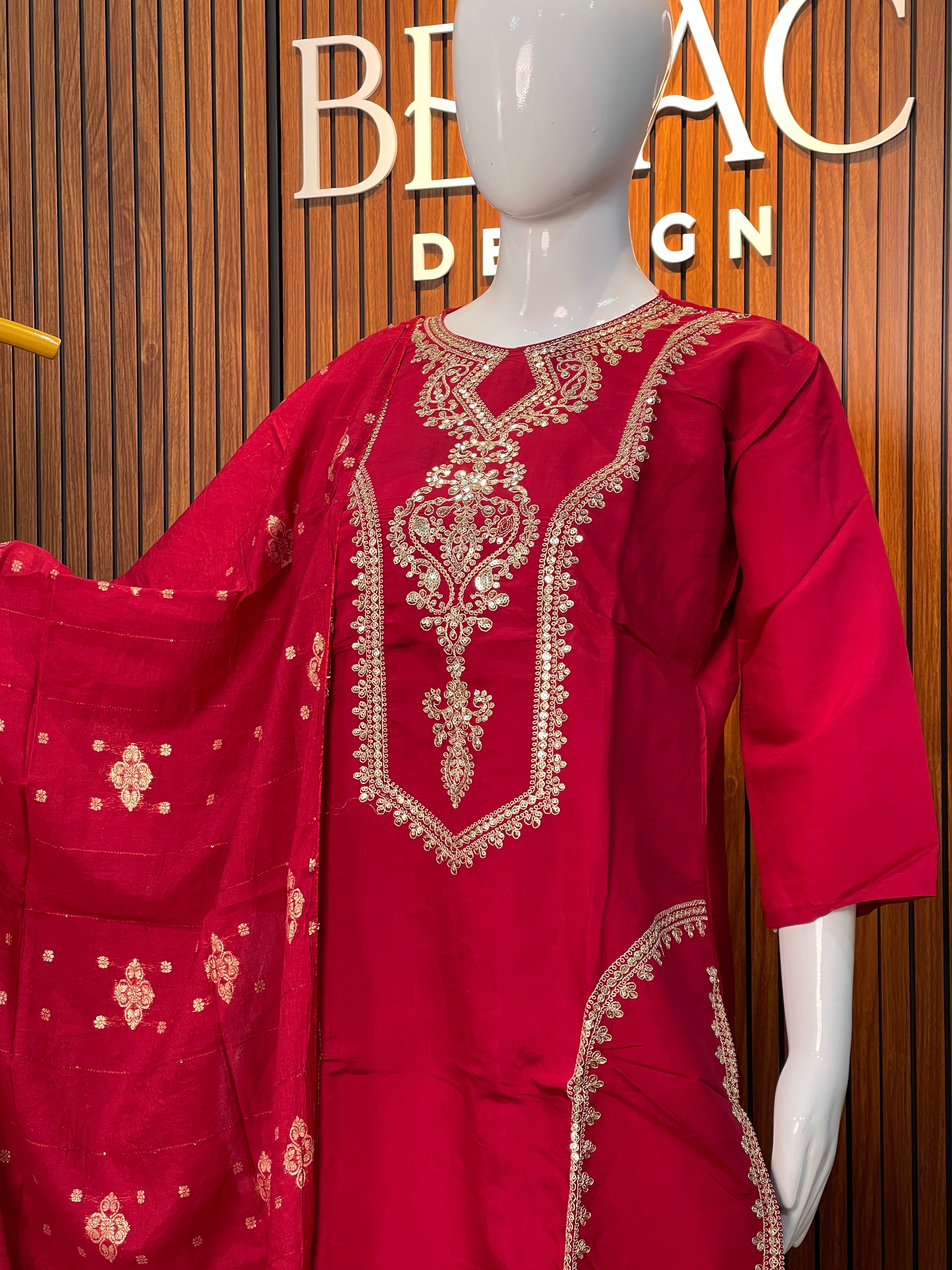 Red Chilli Satin Modal Salwar Set