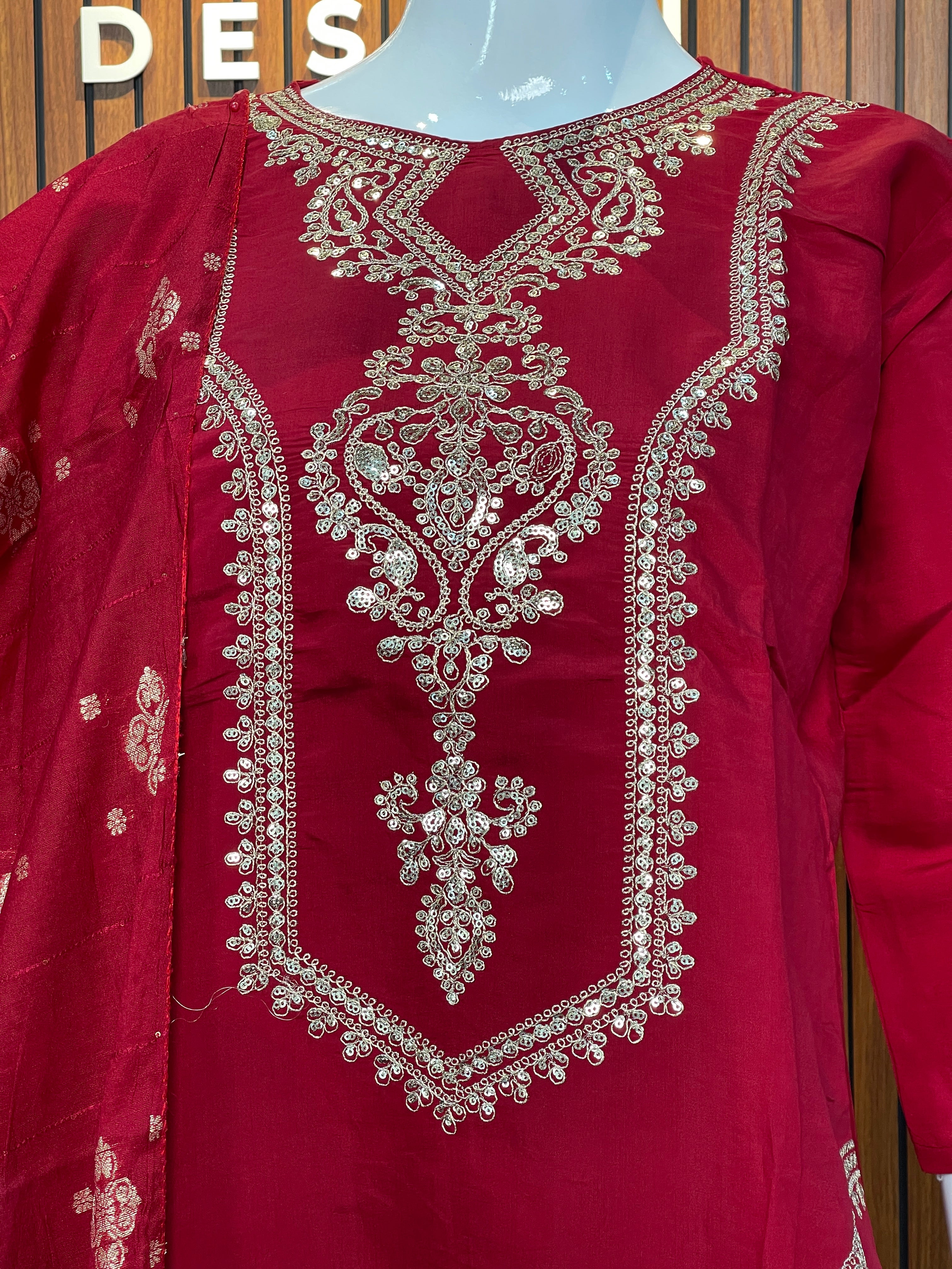 Red Chilli Satin Modal Salwar Set