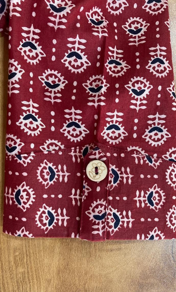 Ajrak fabric printed cord set